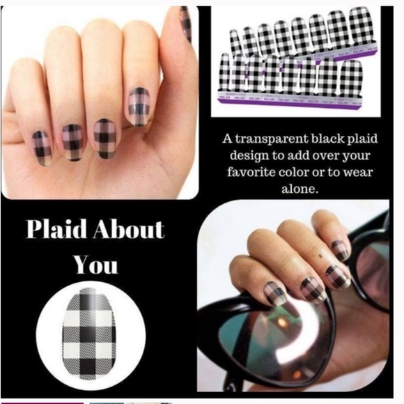 🎉3/$25  NEW Color Street Plaid About You Clear Overlay Black Retired Nail strips - Picture 1 of 12